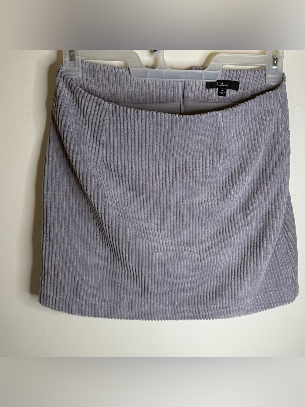 Lulu's Ribbed Corduroy Mini Skirt in Light Gray